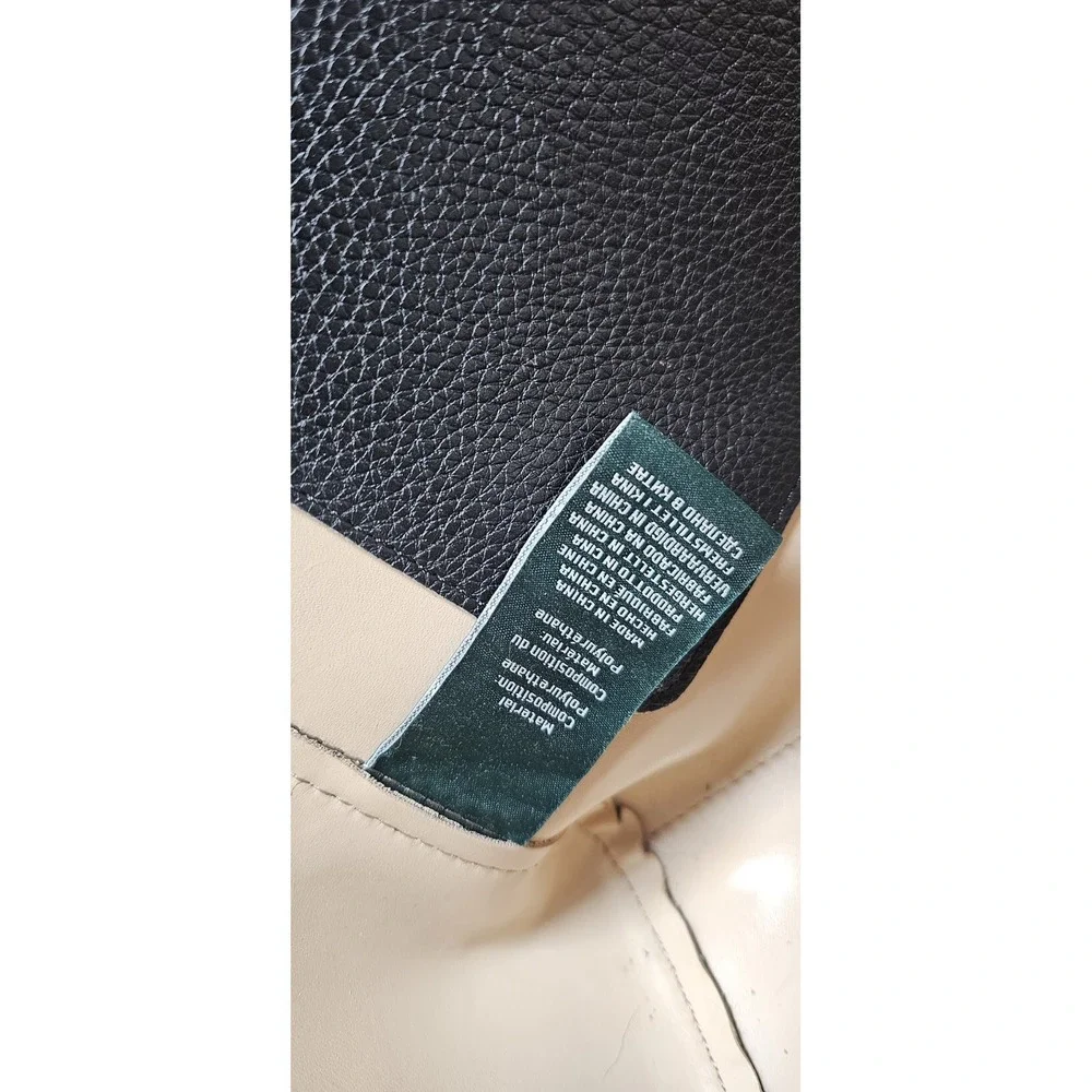 Lauren Ralph Lauren RLL Black Pebbled Leather Tote Zip Pocket‎ Metal Feet